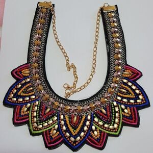 JHASSELIN  Beaded Choker Necklace Multicolor Stones